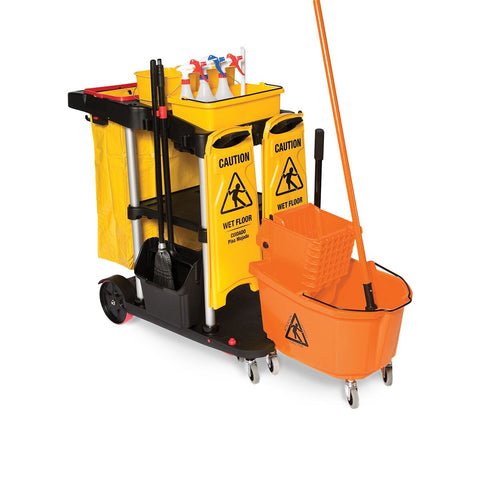 SSS Dock'n Lock Janitor Cart, 2-Shelf, 1/Cs.