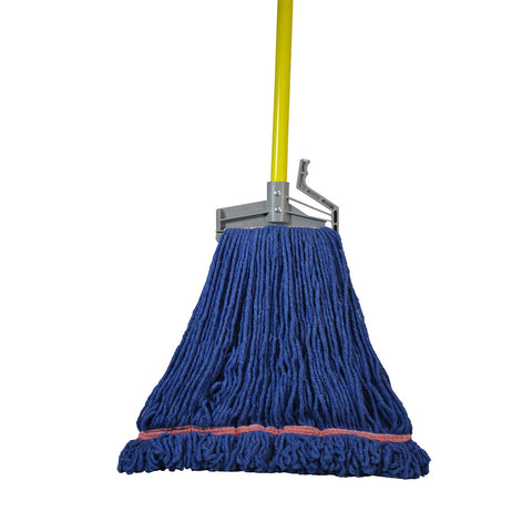 SSS Industrial Looped Wet Mop, 1 1/4" Headband, Blue, Large, 12/Cs.