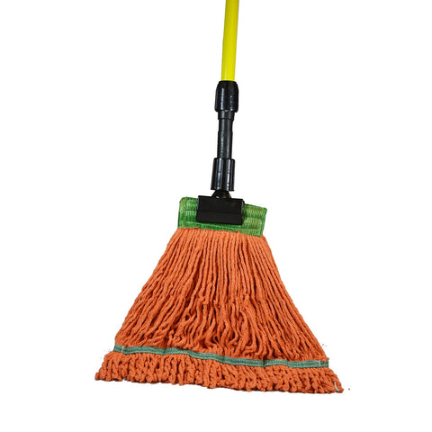 SSS Industrial Looped-End Wet Mop/Wide, Med., Orange, 1-1/4" HB, 12/Cs.