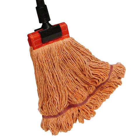 SSS Industrial Looped-End Wet Mop/Wide, Lg., Orange, 1-1/4" HB, 12/Cs.