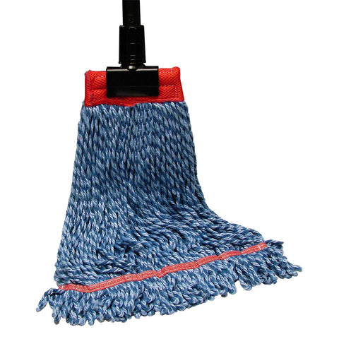 SSS MicroTec 4-Ply Looped-End Wet Mop, 5" HB, Blue, Large, 12/Cs.