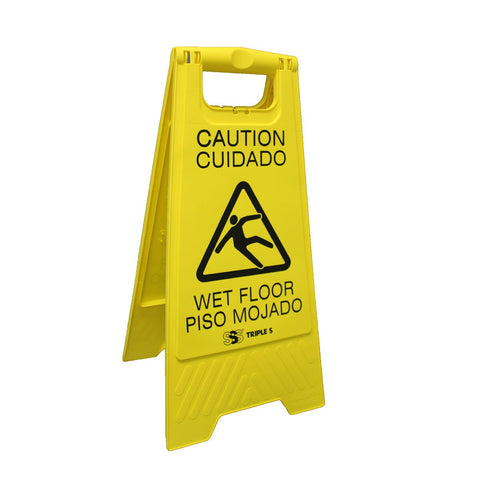 SSS Wet Floor Sign, Yellow, Eng/Sp, 6/Cs.