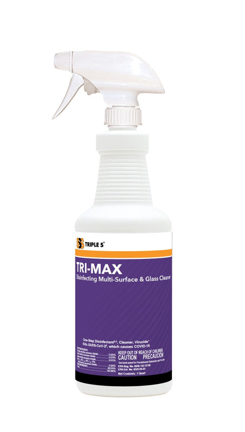 SSS RTU Tri-Max Disinfecting Glass & Multi-Surface Cleaner, 12/1 Qt.