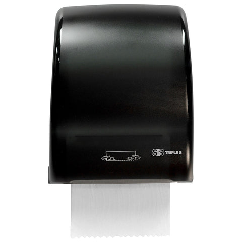 SSS Sterling 8" TouchFree Smooth-Cut Mechanical Roll Towel Dispenser, Black, 1/Cs.