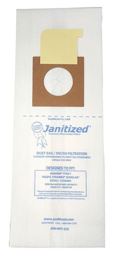 JAN-HVY-2(3) Micro-Filter Bag, Hoover Y, 12/3 Cs.