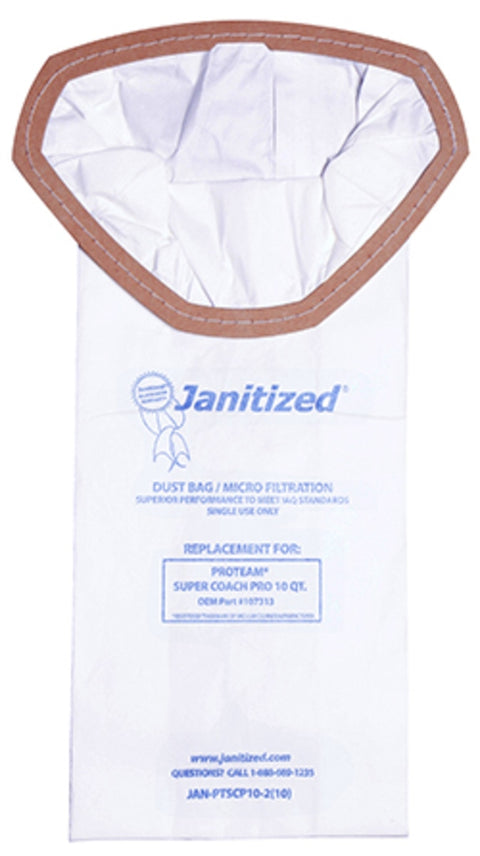 JAN-PTSCP10-2(10) Micro-Filter Bag, ProTeam Super Coach Pro, 10/10 Cs.
